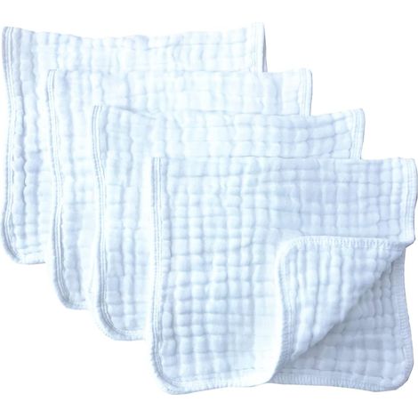 Lange - Serviette à Rotules En Coton Mousseline - 6 Couches - Ultra Absorbante et Douce - 20 x 10 Pouces - Lot de 4 (1/5)