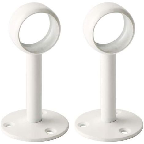 HOXILEELEO - Supporto asta di tenda in 2 parti – in Acciaio inossidabile lucido bianco – Diametro 26 mm – Montaggio a soffitto con 3 fori (1/5)