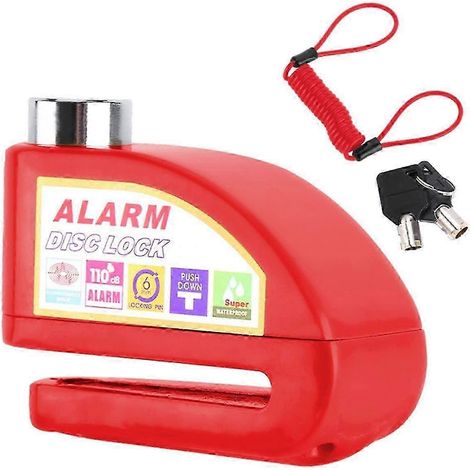 Antivol de disque de frein de moto avec alarme, câble de rappel et pochette de transport pour vélo. (1/4)
