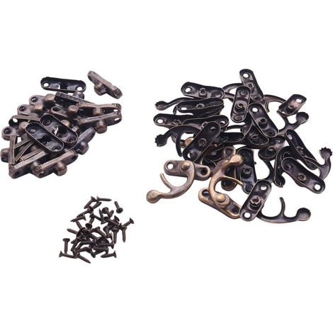 Ensemble de serrures anciennes en bois avec charnières couleur bronze, 20 pièces (1/5)