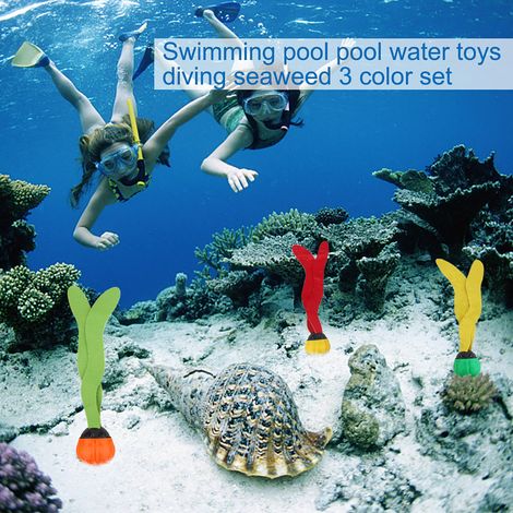 Lot de 3 jouets de piscine en forme de plantes marines, jouets de plongée pour s'amuser sous l'eau et apprendre à nager. (1/5)
