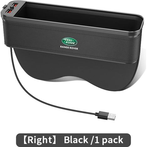 (Pour droitier, noir) Boîte de rangement lumineuse en cuir pour siège auto avec espace pour siège auto, compatible Range Rover Discover 3, 4, Executive, Evoque et Defender (série 2018). (1/5)