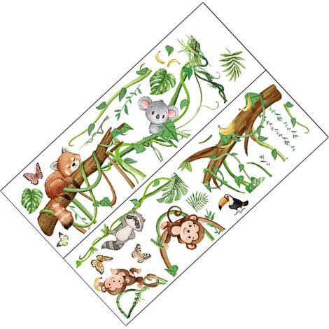 Autocollants Muraux Animaux 1 Ensemble de Décalcomanies Murales de La Jungle Décalcomanies Murales pour D'enfant Autocollants Muraux pour à Coucher Faciles à Installer (1/5)
