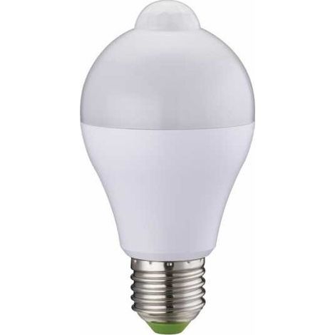 lampadina e27 con sensore di movimento de ip20, con copertura a 360°, in pc con protezione uv.