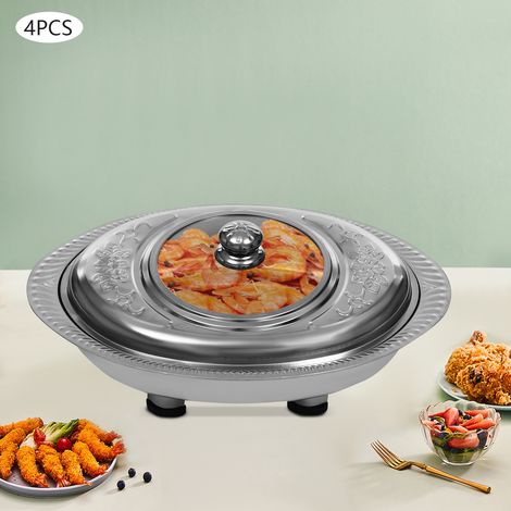 4Pack Chafing Dish Food Warmer 4L Round Stainless Steel Buffet Party Food Warmer