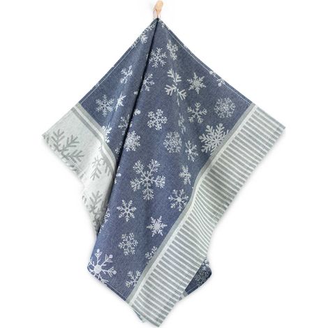 Strofinaccio da cucina Zwoltex con motivo a fiocchi di neve natalizi, blu navy (1/2)
