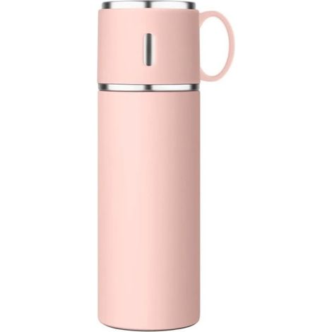 Bote Termico Doble Pared - Acero Inoxidable 304 - Aislamiento Vacio - Para Cafe Agua O Te - 500 Ml - Rosa (1/5)