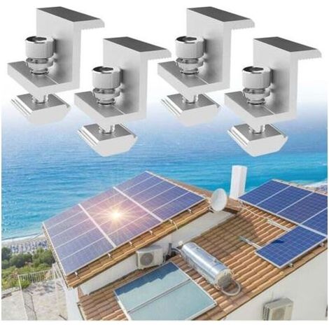 Panneau solaire,Supports de Pince de Bord de Panneau Solaire,4PCS Fixation de Panneau Solaire pour Panneau Solaire, pour Hauteur de Module 30MM Panneau solaire (1/4)
