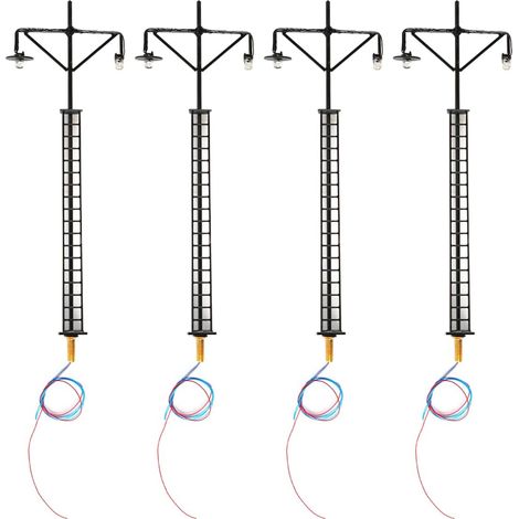 Lot De 4 Lampadaires Ferroviaires LCD À L'échelle HO - Éclairage De Train Miniature En Métal Et ABS Pour Jardins Miniatures, Échelle 1:87, Avec Résistances 3 V/12 V (lumière Blanche/chaude) (1/5)