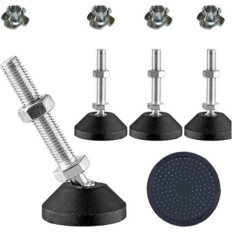 Pieds de nivellement réglables pour meubles – Lot de 4 – Capacité 450 kg – Vis M10 en acier inoxydable – Ajustement 360° pour sols inégaux - 4pcs-Pieds (1/5)