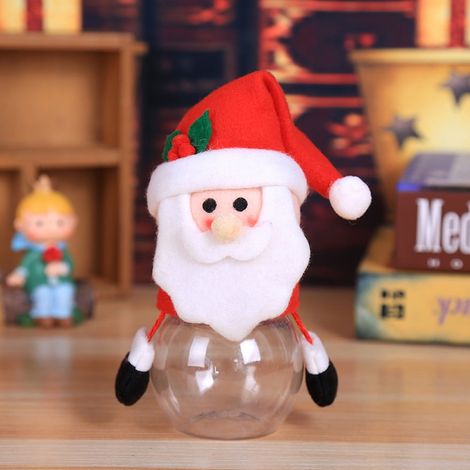 Boîte De Rangement - Boîte À Bonbons Thème Noël - En Tissu Et Plastique - Pour Bonbons Biscuits Chocolats - 7 x 17 cm - 1 Pièce (1/2)