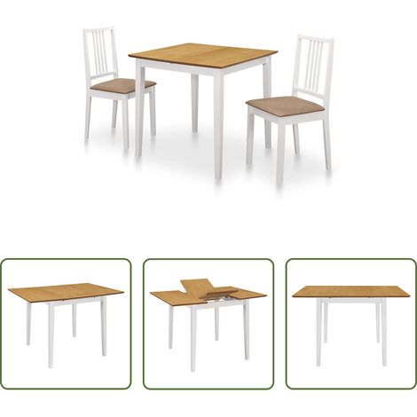 Esszimmer - 3-tlg. Essgruppe MDF Weiß (1/5)