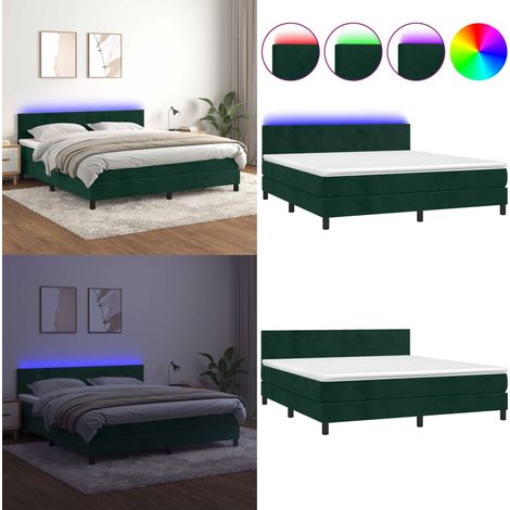 Boxspringbett mit Matratze & LED Dunkelgrün 180x200 cm Samt - Boxspringbett - Doppelbett - Samtbett - Luxusbett - LED-Bett - Home & Living