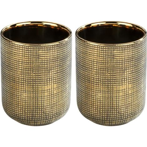 1 Keramikbecher mit handgefertigten Goldverzierungen für Zahnbürste und Zahnpasta, Badezimmer (1/5)