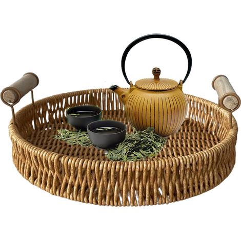 Plateau rond en rotin - Plateau de service en rotin avec (1/5)
