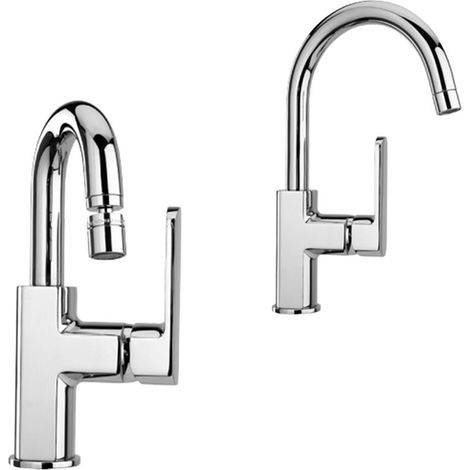Coppia di Miscelatori Paini - Bidet + Lavabo - Canna Arrotondata - Finitura Cromata (1/5)