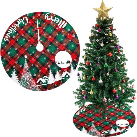 Jupe De Sapin De Noël 120cm Rond Cache Pied Tapis De Sapin Idéal Pour Décoration Noel Arbre Et Ambiance De Fêtes Familiales (1/4)