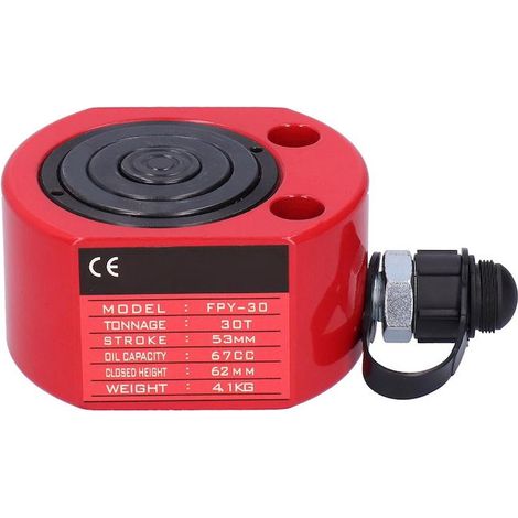 Vérin hydraulique mince 30T, Mmgoqqt, capacité d'huile 67 cm³, rouge, hauteur 62 mm, construction robuste et fiable, capacité de levage élevée, utilisation sûre. (1/5)