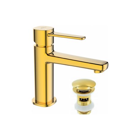 Robinet de lavabo Glamour - Or - Mitigeur monocommande - Aérateur - Certificat Pzh (1/3)