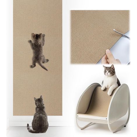 Planches à gratter autocollantes, tapis à gratter pour chat kaki foncé, tapis à gratter pour chat, tapis mural pour chat, planche à gratter pour chat, mur à gratter pour chat (200 cm x 40 cm) (1/5)