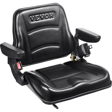VEVOR Siege de Chariot Elevateur Universel Siege de Tracteur Rabattable Dossier a Angle Reglable Micro-interrupteur Ceinture de Securite Accoudoirs Fente Etendue 160-340 mm pour Chargeur Excavateur