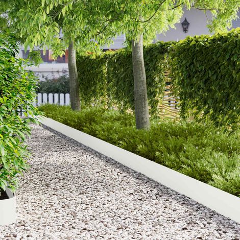 Bordure de Pelouse Jardin en Acier Thermolaqué Flexible Blanc 102 x 15 cm Lot de 10 - PANGIVO (1/5)