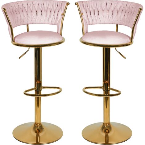 ® Tabouret Bar, Lot de 2 Chaises de Bar, Chaise Haute Cuisine pour Salle à Manger, Salon, Bistro, rose (1/5)
