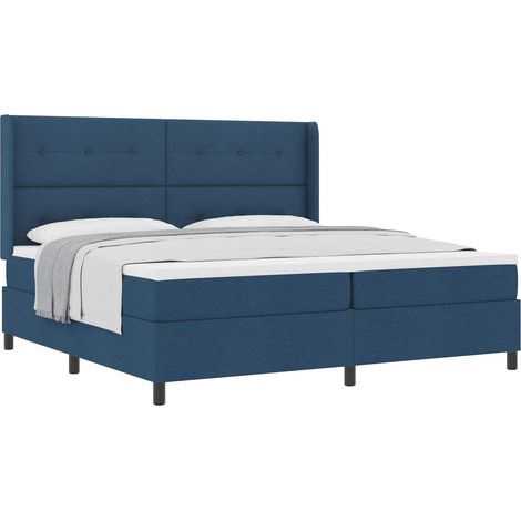 Maison Exclusive - Lit à ressorts avec coussin Bleu 200 x 200 cm tissu (1/5)
