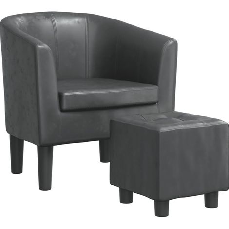 Fauteuil relax Fauteuil avec repose-pied gris similicuir (1/5)