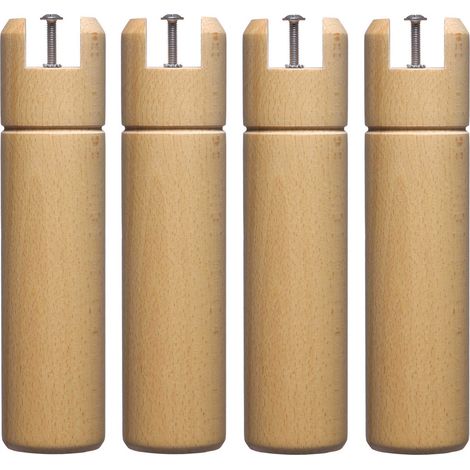 Pieds de lit cylindriques en bois de hêtre 25 cm – Lot de 4 – Pour cadre à lattes – Fabrication française certifiée PEFC – Someo