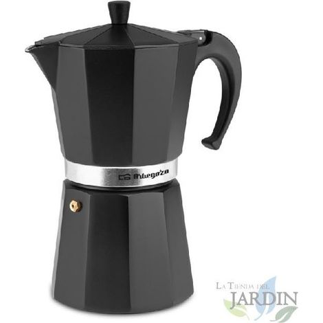 Caffettiera italiana Orbegozo NERA in alluminio. Capacità 12 tazze.