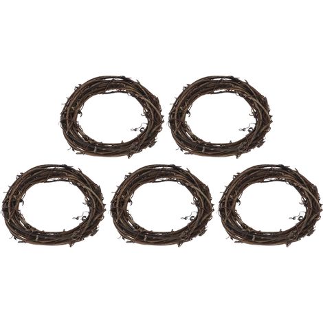 Lot de 5 anneaux de couronne en vigne naturelle, avec motif perroquet et branches de rotin, pour décoration DIY (1/5)