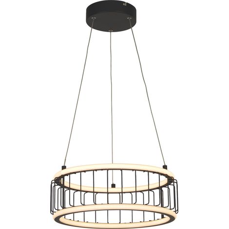 Lampadario Contemporaneo Circolo Alluminio Bianco Silicone Nero Led 40W 3000K (1/5)