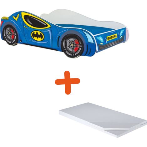 Viking Choice – Lit enfant voiture BACCAR 70x140 avec matelas 7 cm – Cadre FLEX pour meilleur soutien – Design super-héros – Bords arrondis pour sécurité (1/5)