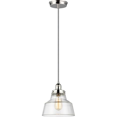 Elstead Baskin - 1 Light Dome Deckenanhänger aus poliertem Nickel, E27 (1/3)