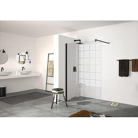 Paroi de douche en verre Hüppe Select+ avec kit de profilés muraux, LxHxP:790-810x2000x6 mm ETC argent mat (1/4)