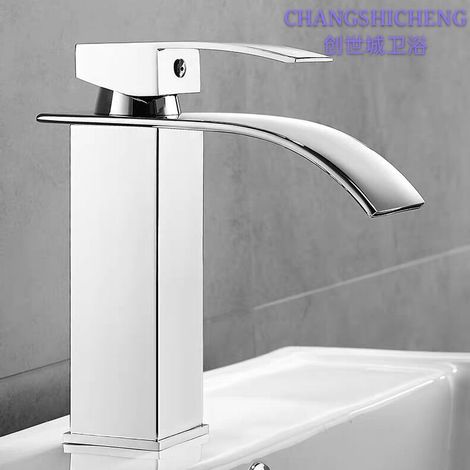 Direkt vom Hersteller zum Wasserfall-Design: Aufsatzwaschbecken/Waschbecken/Handwaschbecken/Waschtisch aus Vollkupfer mit Warm- und Kaltwasserarmatur für Badezimmer/Toilette – galvanisiertes Modell, o