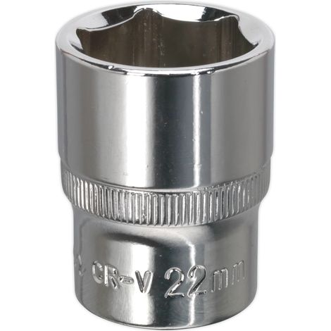 Sealey SP1222 Premier Fully Polished Socket 1/2""Sq Drive 22mm