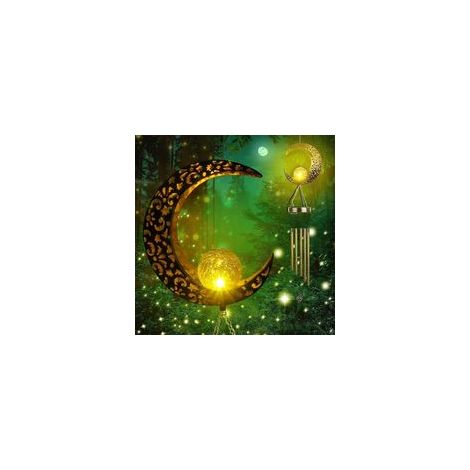 Carillons éoliens solaires LED en forme de lune, pour jardin, patio, fête – (1/4)
