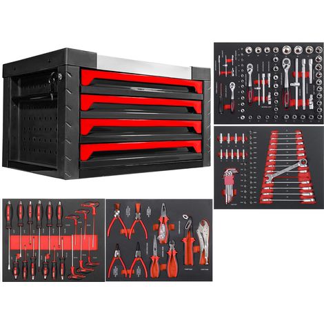 Caja de Herramientas tipo COFRE Con 4 Cajones Completo de herramientas (4 módulos) , 690 x 465 x 383 mm