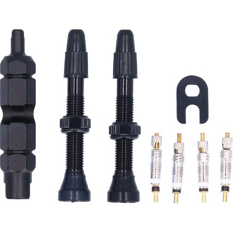 Tbest Tubeless-Ventilschaft, französischer Typ, Hochleistungs-Aluminiumlegierungsreifen für Rennräder, Mountainbikes, 1,6 Zoll, 40 mm, Fahrradzubehör (Schwarz) (1/5)