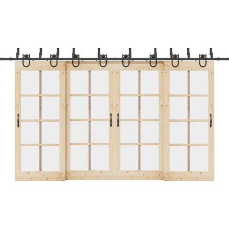 Schiebetürbeschlag-Set 400 cm Stahl Schwarz