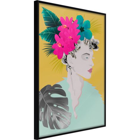 Affiche Murale Encadrée "Crown of Flowers" 30 x 42 cm Noir