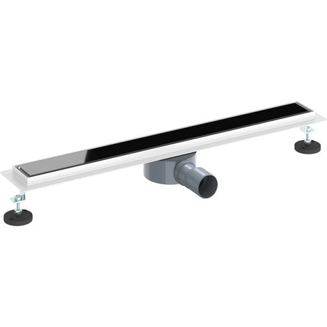 Shower Drain Glass Cover with 360° Siphon Black 70 cm vidaXL