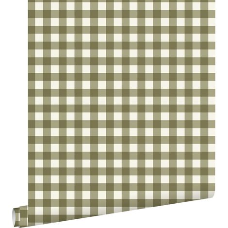 papier peint à damier vert foncé  - ESTAhome