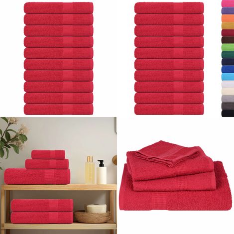 vidaXL Saunatücher 10 Stk. Rot 80x200 cm 360 g/m² 100% Baumwolle (1/5)