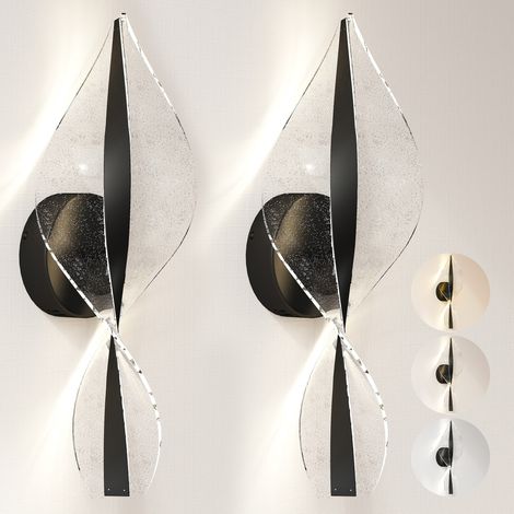 Led Wall Lamp 2 Pack, 13W Modern Indoor Spiral Wall Light, Colour Temperature Adjustable 3000K/4000K/6500K, for Bedroom, Living Room, Hallway, Stairs, Black