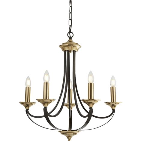Lampadario Contemporaneo Campanile Acciaio Bronzo Marrone 5 Luci E14 (1/3)