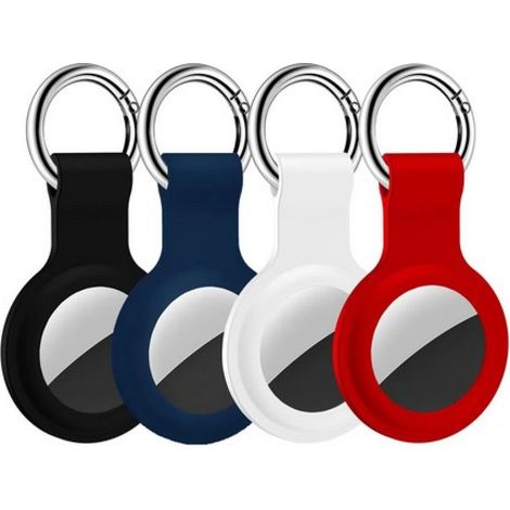 Lot de 4 Étui AirTag, Silicone Antichoc, Mousqueton Métallique, Accessoire Localisation, Chien Voiture Sac (1/5)
