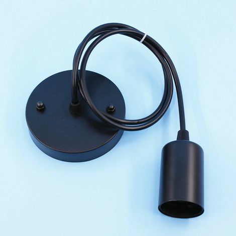 EASYCOMFORT Suspension E27 avec anneau à vis, câble tissu réglable , suspension compatible avec abat-jour, douille idéale pour suspension de cuisine, noir,1.5m S'arêern (1/5)